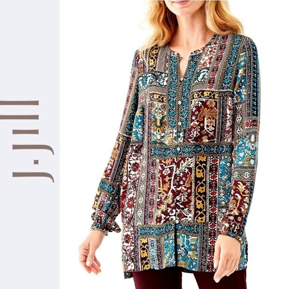 J. Jill | Jewel Patchwork Button Down Tunic Top - Picture 8 of 8
